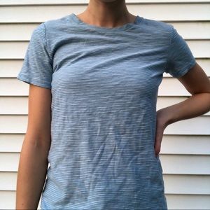 Blue and white striped t-shirt